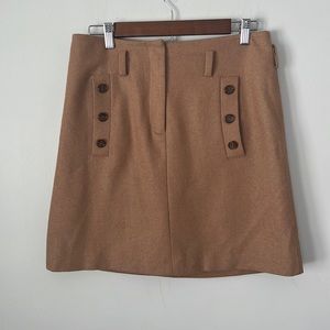 Halogen Tan Hip button Pocket A line mini Skirt